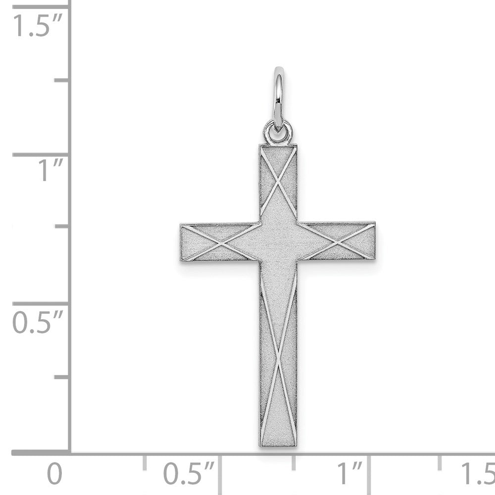 Sterling Silver Rhodium-plated Laser Cut Cross Pendant
