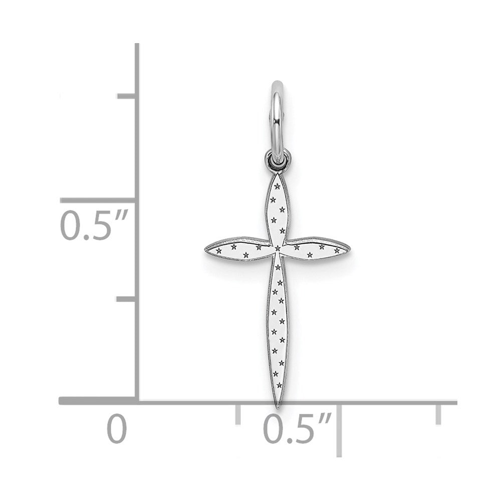 Sterling Silver Rhodium-plated Laser Cut Cross Charm
