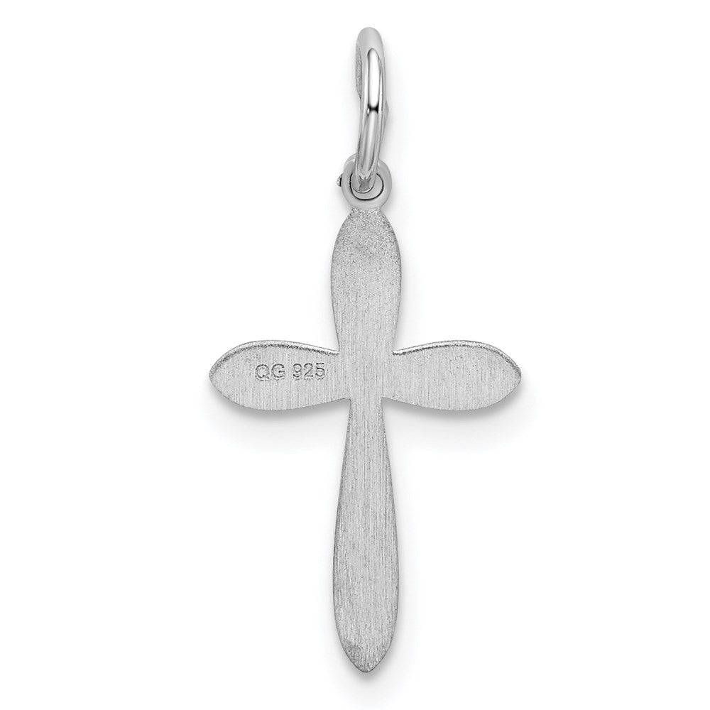 Sterling Silver Rhodium-plated Laser Cut Cross Charm