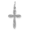 Sterling Silver Rhodium-plated Laser Cut Cross Charm