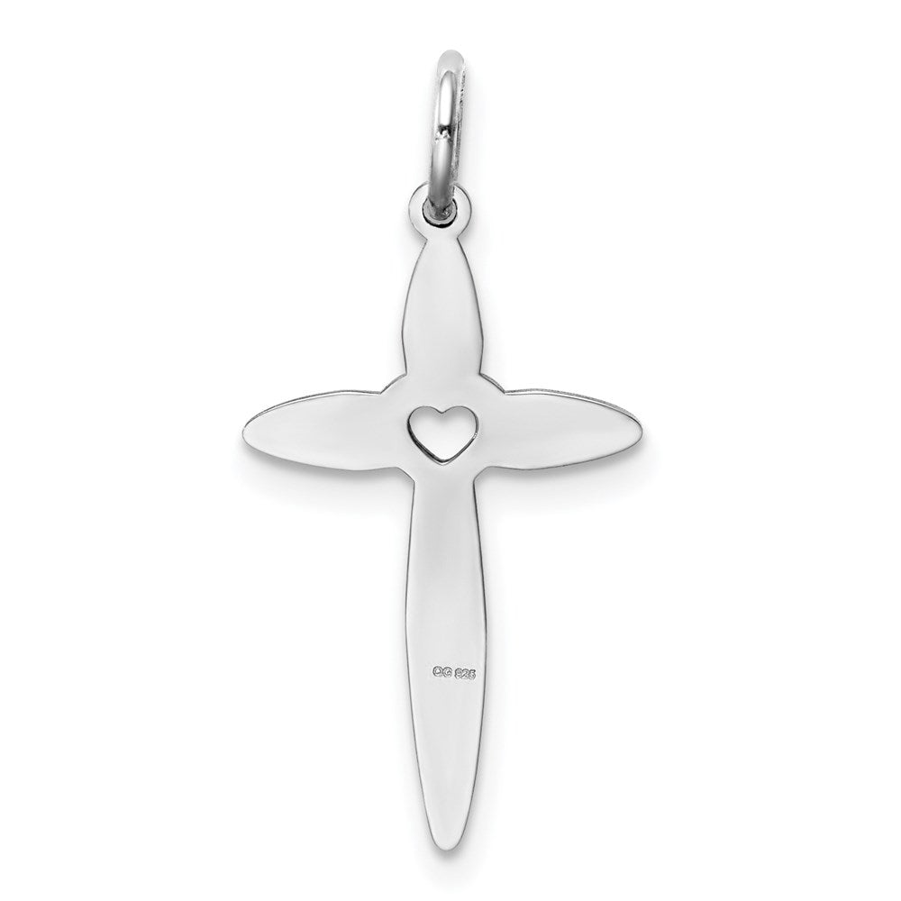 Sterling Silver Rhodium-plated Laser Cut Cross Pendant
