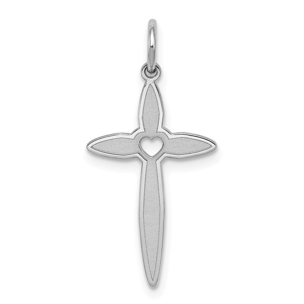 Sterling Silver Rhodium-plated Laser Cut Cross Pendant