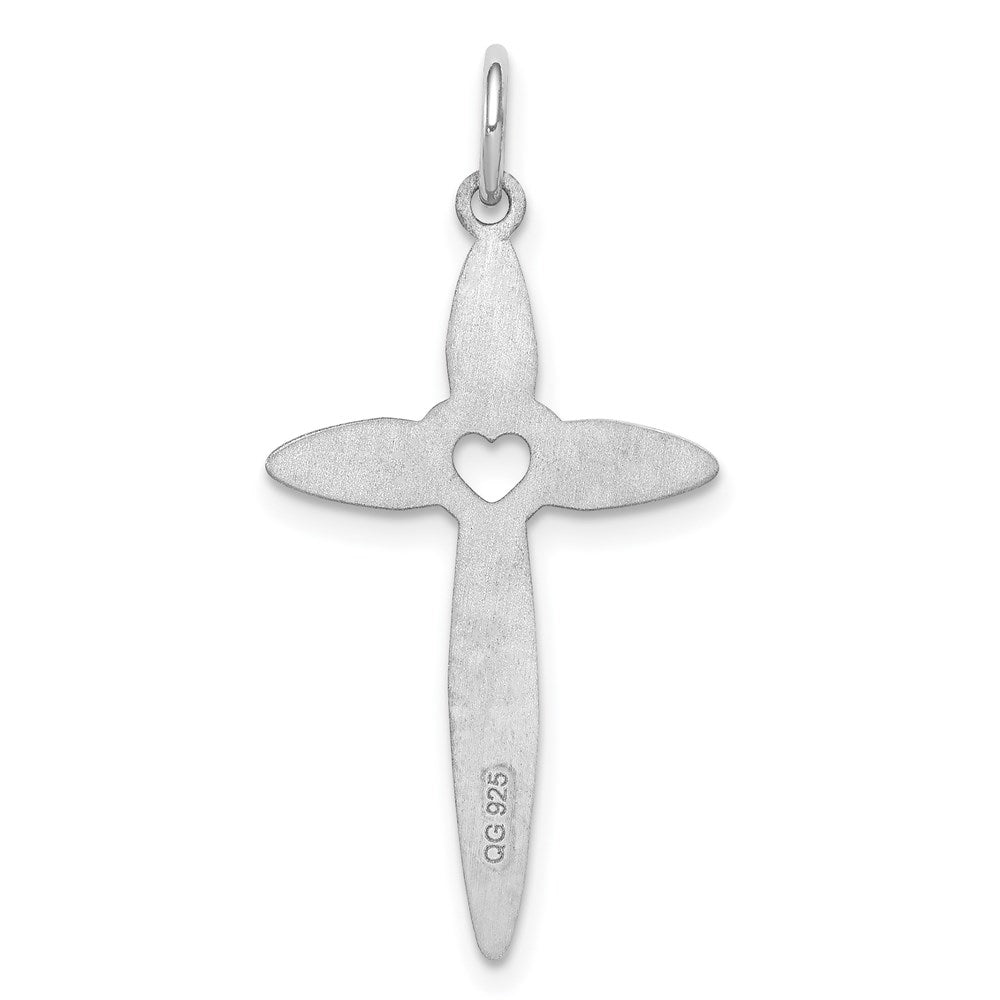 Sterling Silver Rhodium-plated Laser Cut Cross Pendant