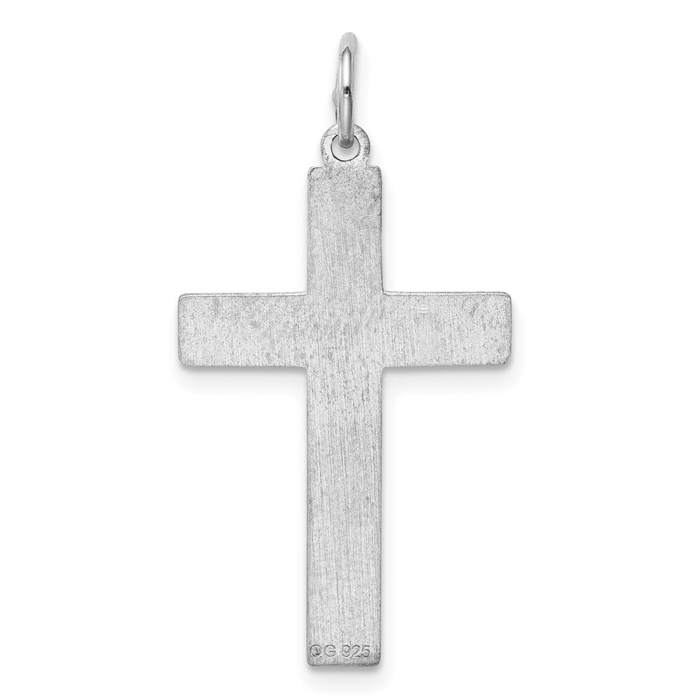Sterling Silver Rhodium-plated Laser Cut Cross Pendant