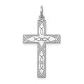 Sterling Silver Rhodium-plated Laser Cut Cross Pendant