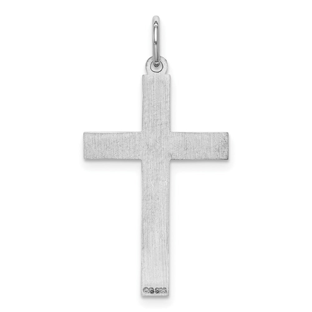 Sterling Silver Rhodium-plated Laser Cut Cross Pendant