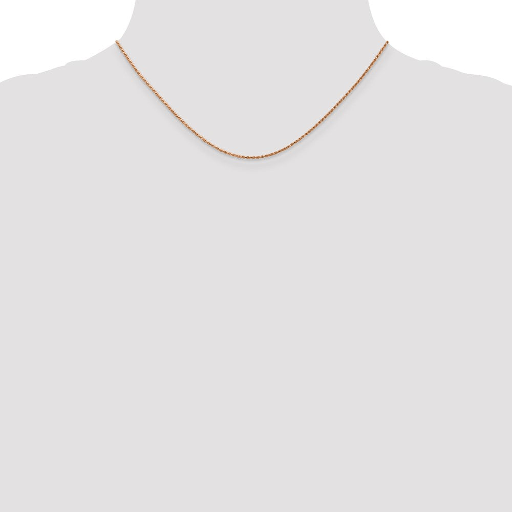 14k Rose Gold 1mm D/C Machine-made Rope Chain
