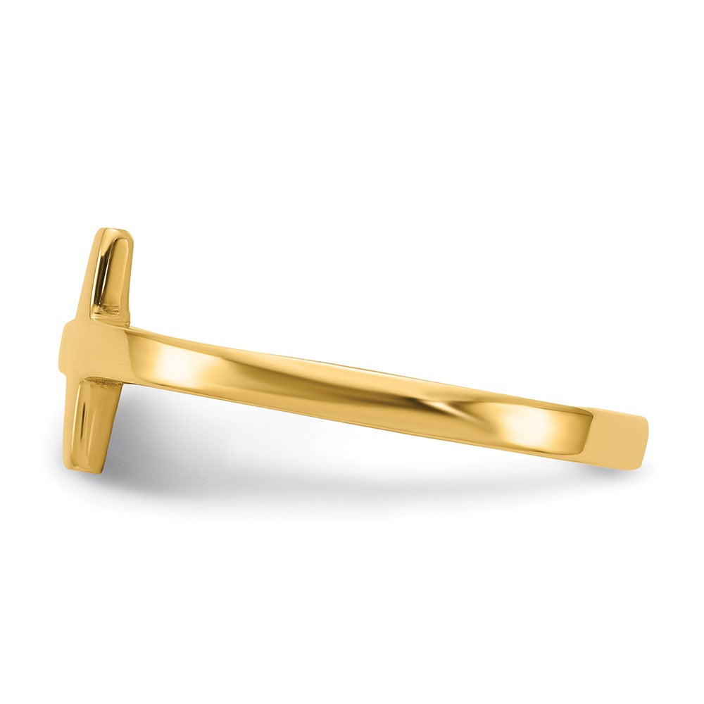 10k YG Sideways Cross Ring