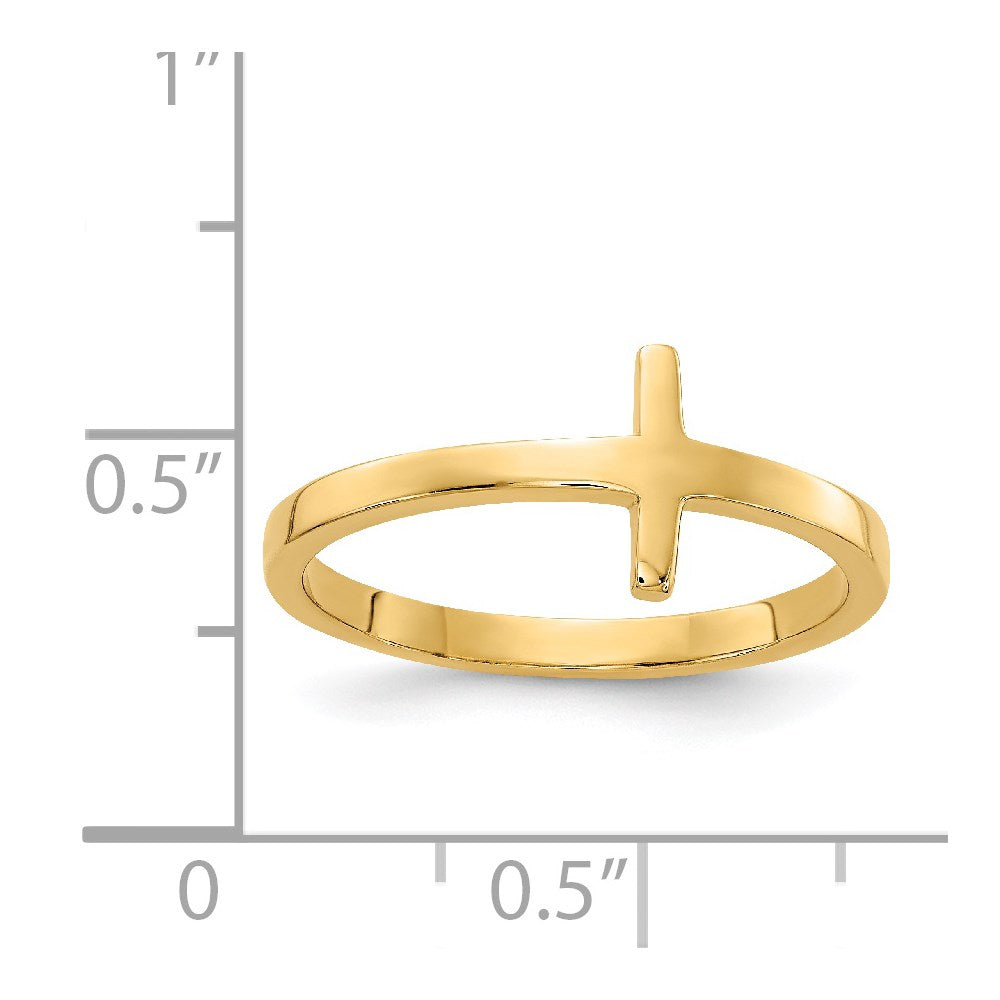 14k Sideways Cross Ring