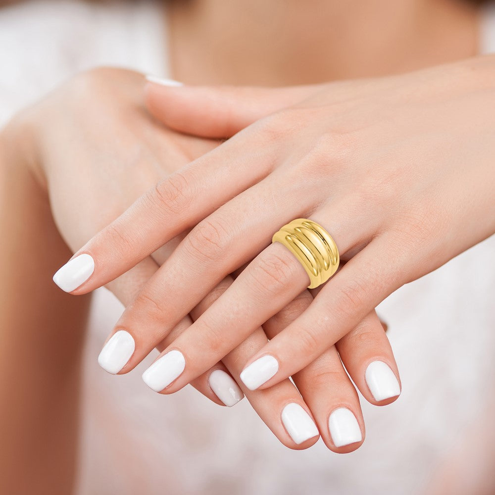 14k Polished Scalloped Dome Ring