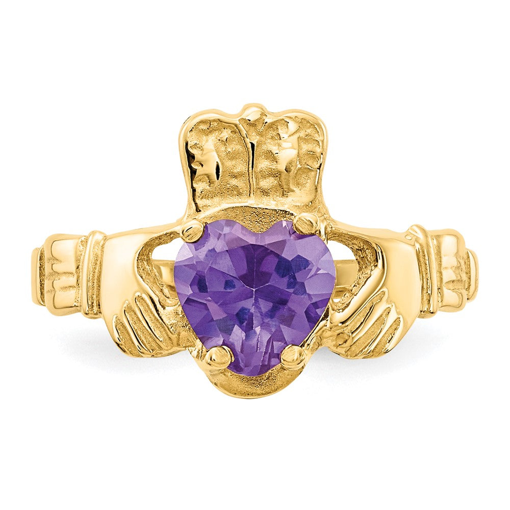 14k June CZ Birthstone Claddagh Ring