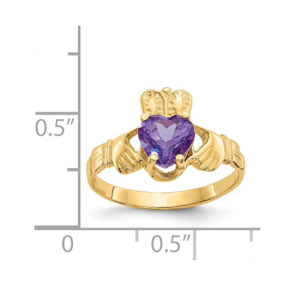 14k June CZ Birthstone Claddagh Ring