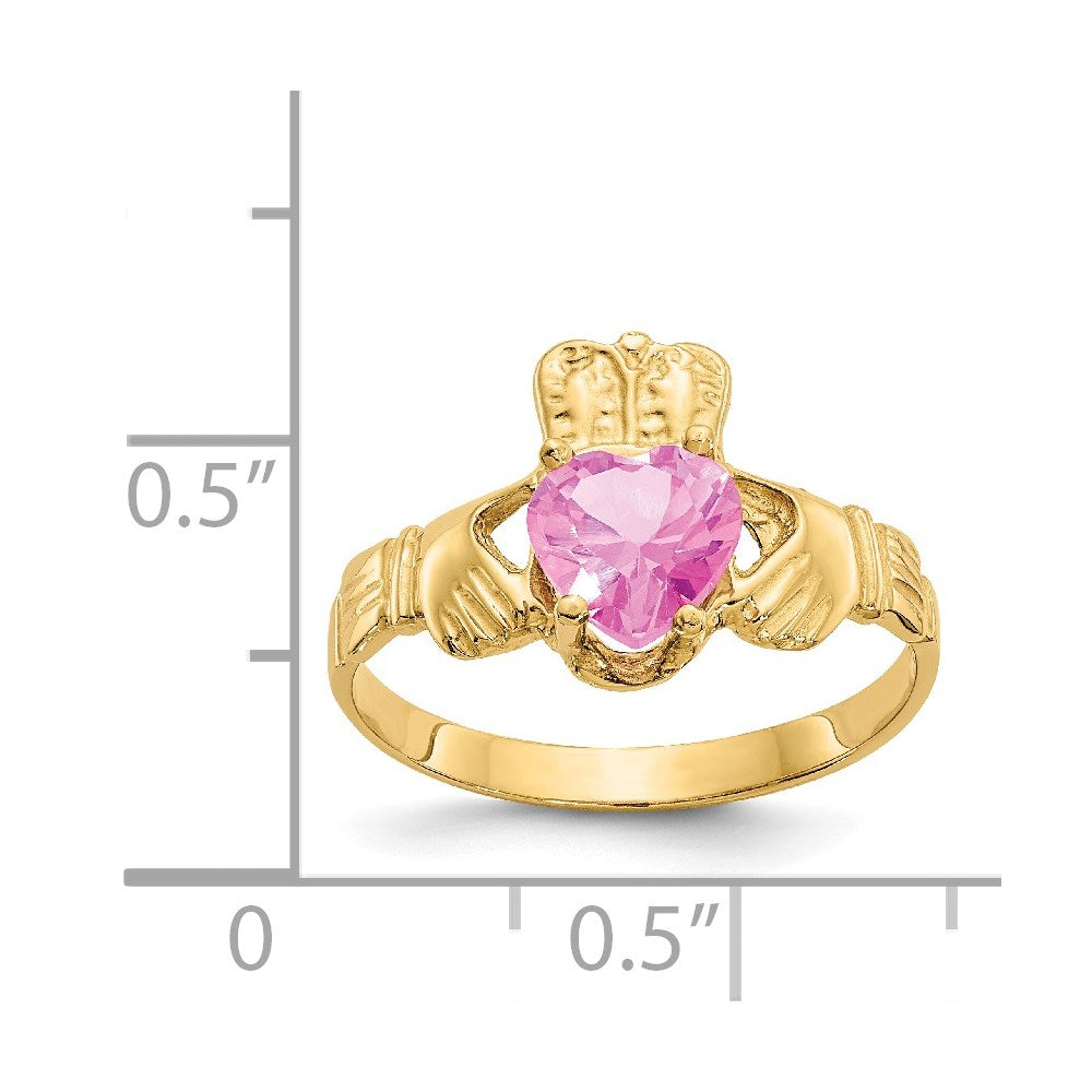 14k October CZ Birthstone Claddagh Ring