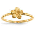 14k Satin & Diamond-cut Plumeria Ring