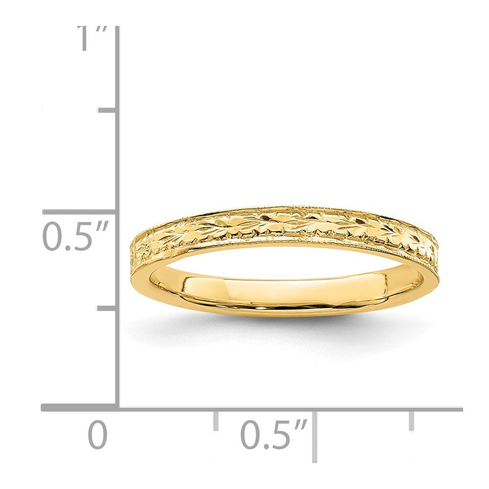 14K Polished Floral Band