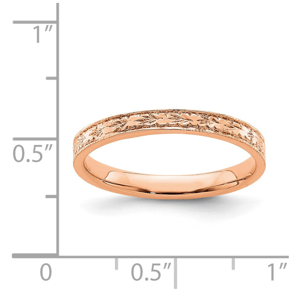 14K Rose Polished Floral Band