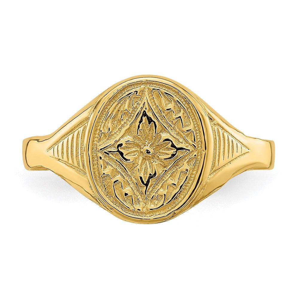 14k Oval Flower Baby Ring