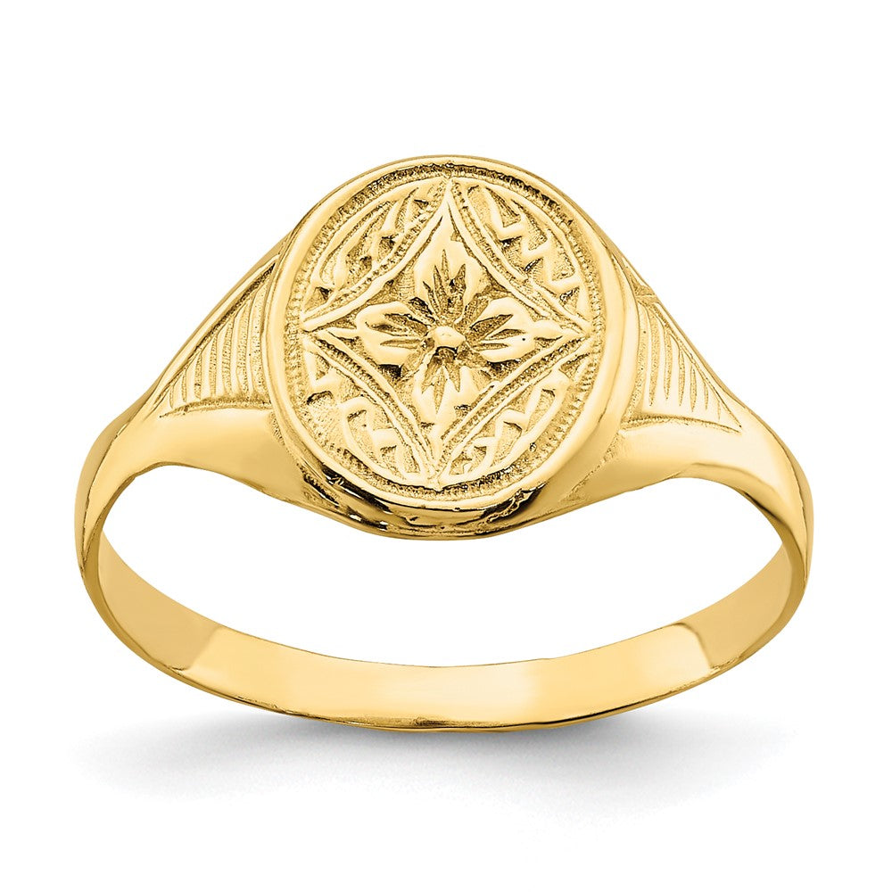 14k Oval Flower Baby Ring