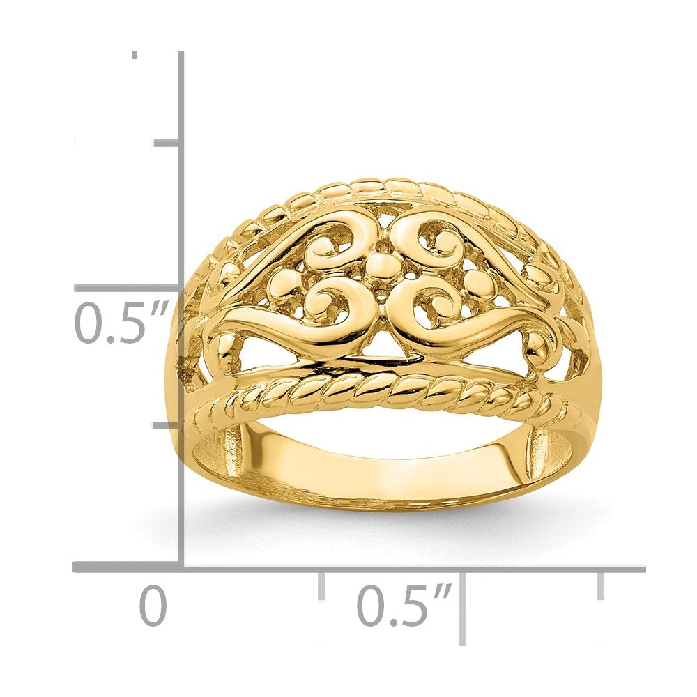 14k Polished Cut-Out Heart Design Band