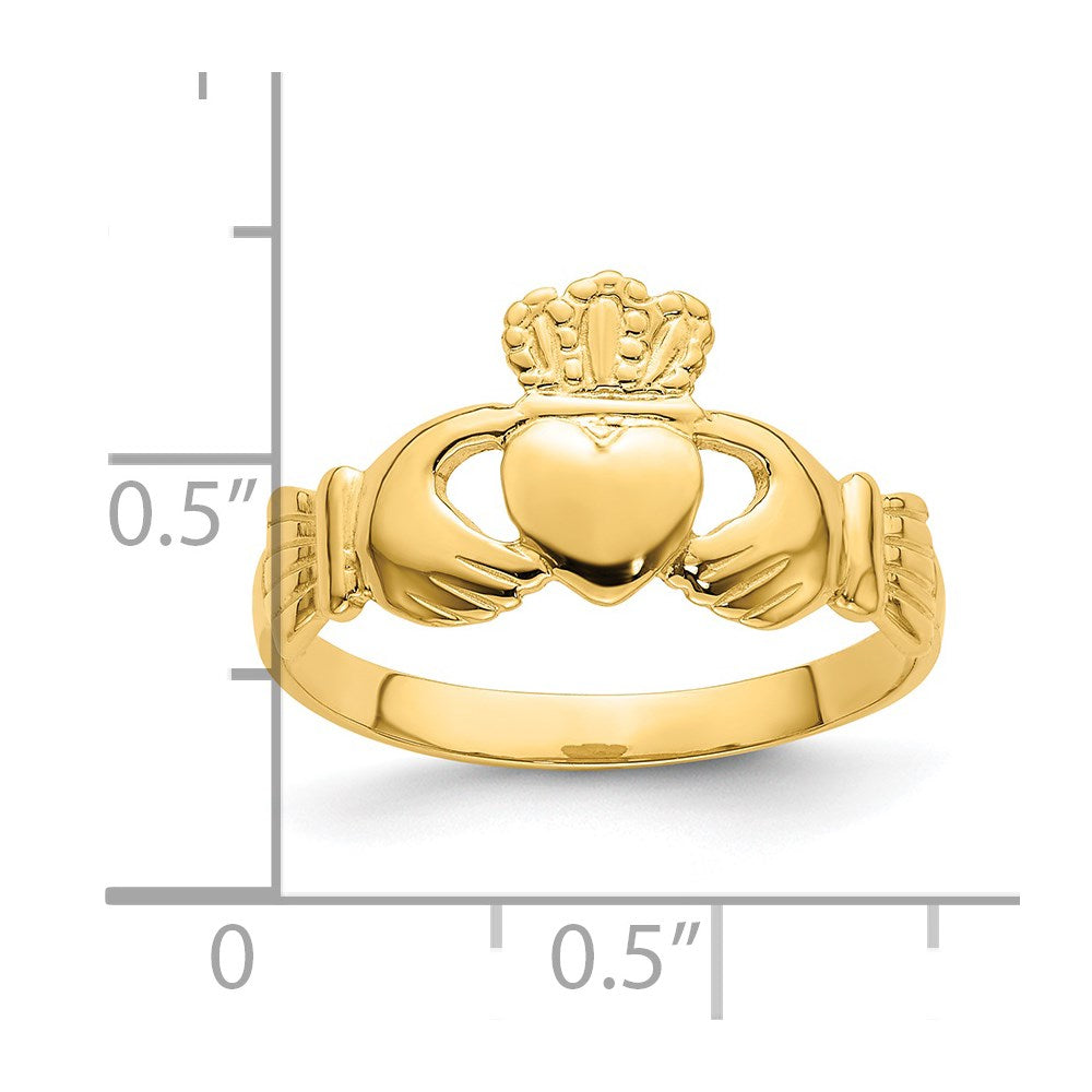14k Polished Claddagh Ring (size 7)