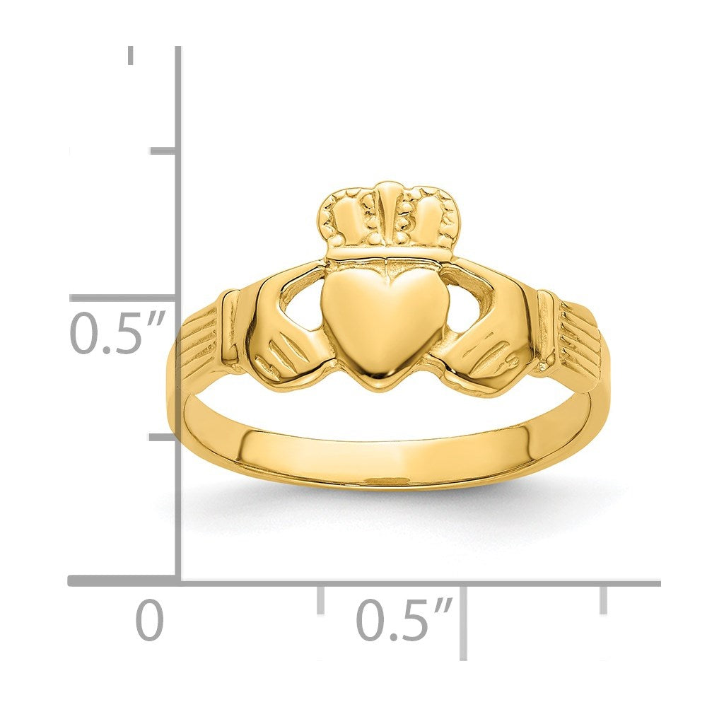 14k Polished Claddagh Ring