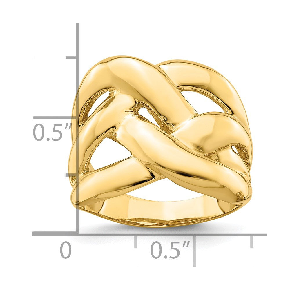 14k Polished Bold Basket Weave Dome Ring