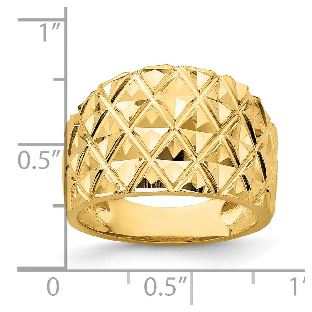 14K D/C Quilted Pattern Dome Ring