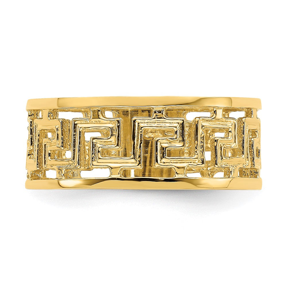 14K Polished Cut Out Greek Key Design Band