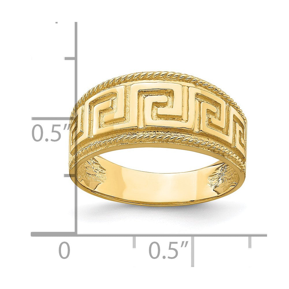14k Greek Key Pattern Dome Ring
