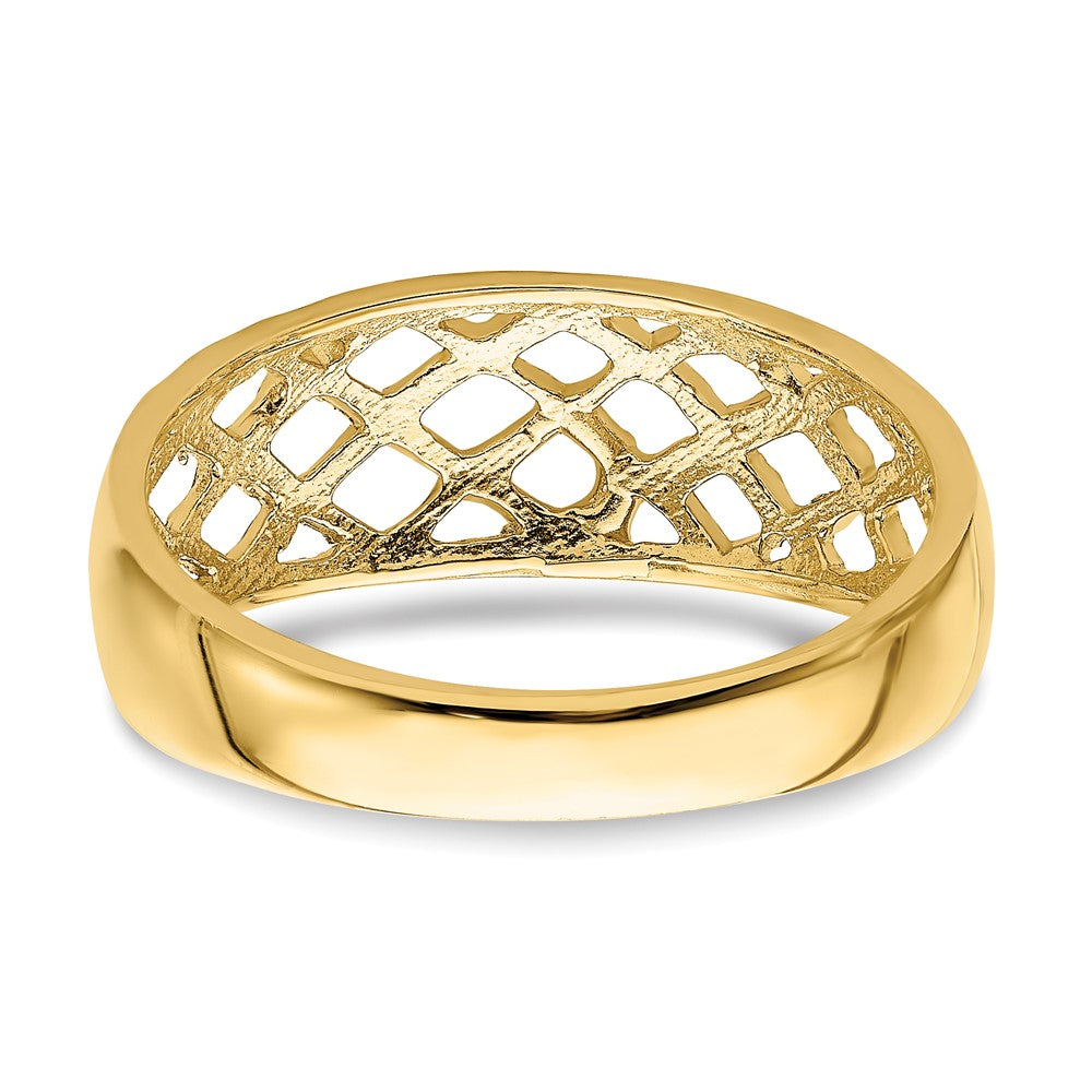 14K Solid D/C Woven Pattern Dome Ring