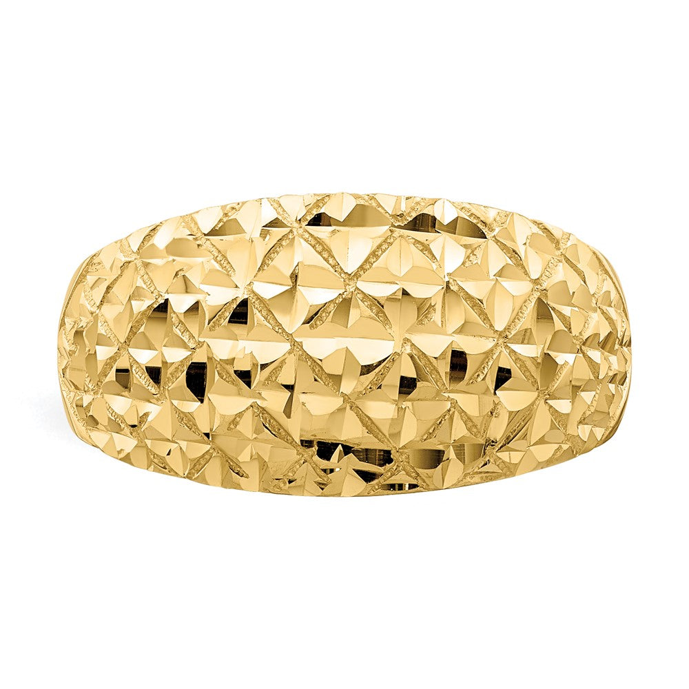 14K D/C Quilted Pattern Dome Ring