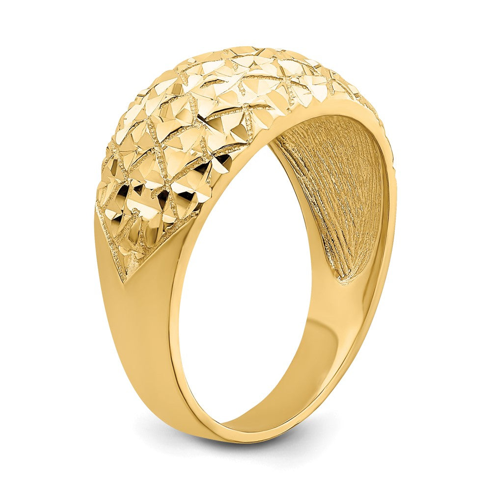 14K D/C Quilted Pattern Dome Ring