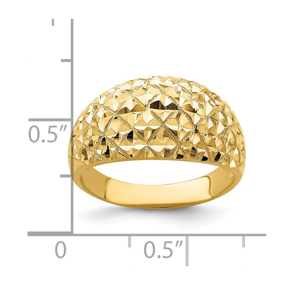 14K D/C Quilted Pattern Dome Ring
