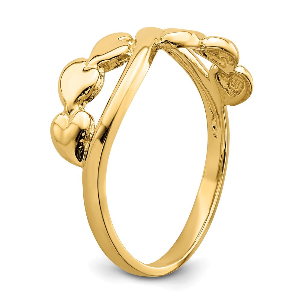 14k Polished w/ X Design Heart Band