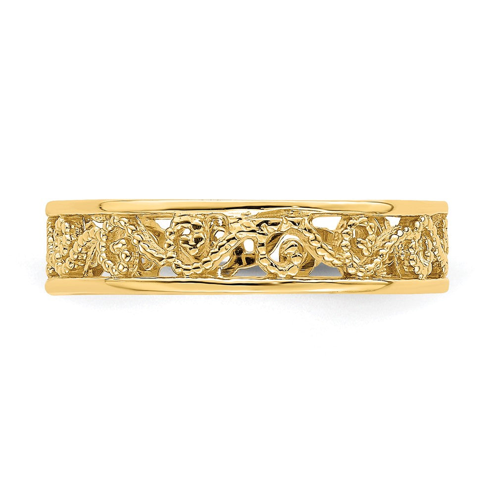 14k Beaded Scroll Cut-Out Band Child's Ring