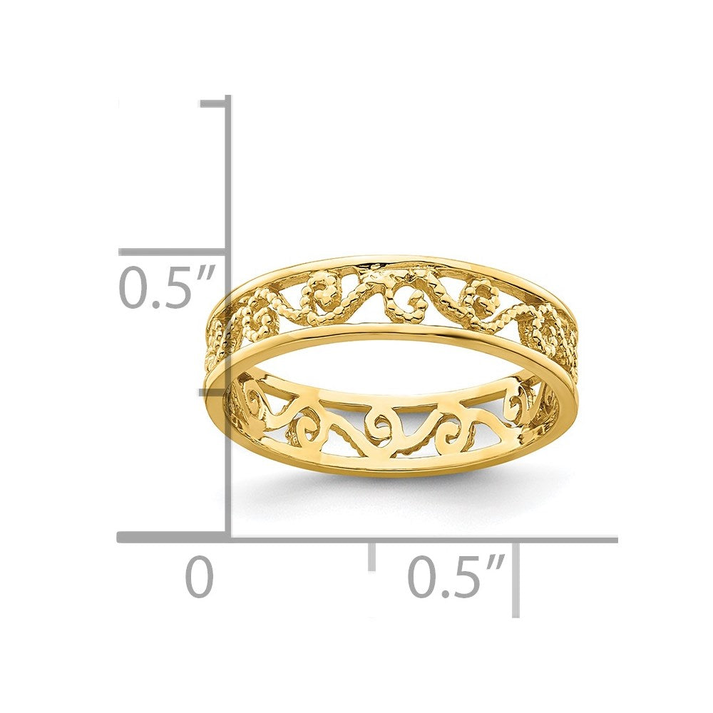 14k Beaded Scroll Cut-Out Band Child's Ring