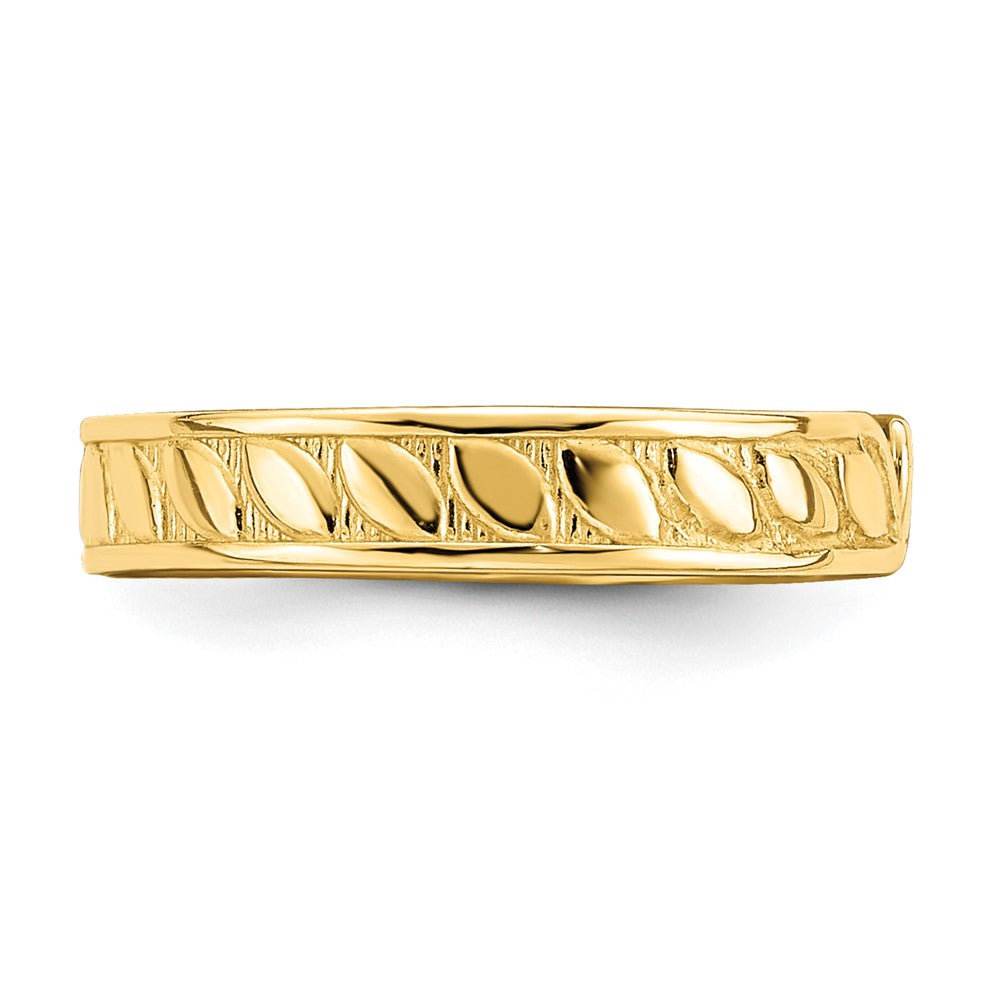 14k Adjustable Leaf Engraved Design Toe Ring