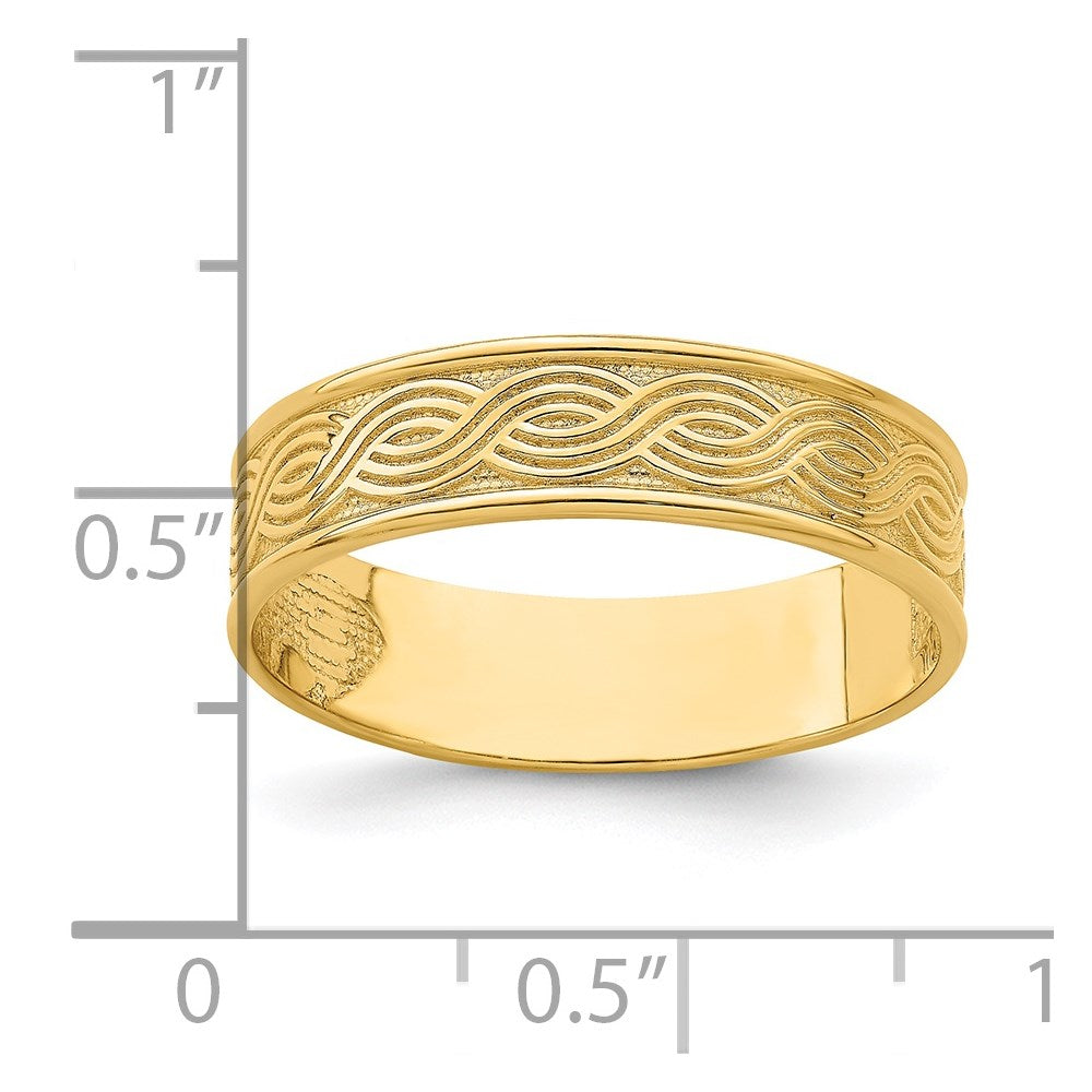 14k Wave Engraved Thumb Ring (size 9)