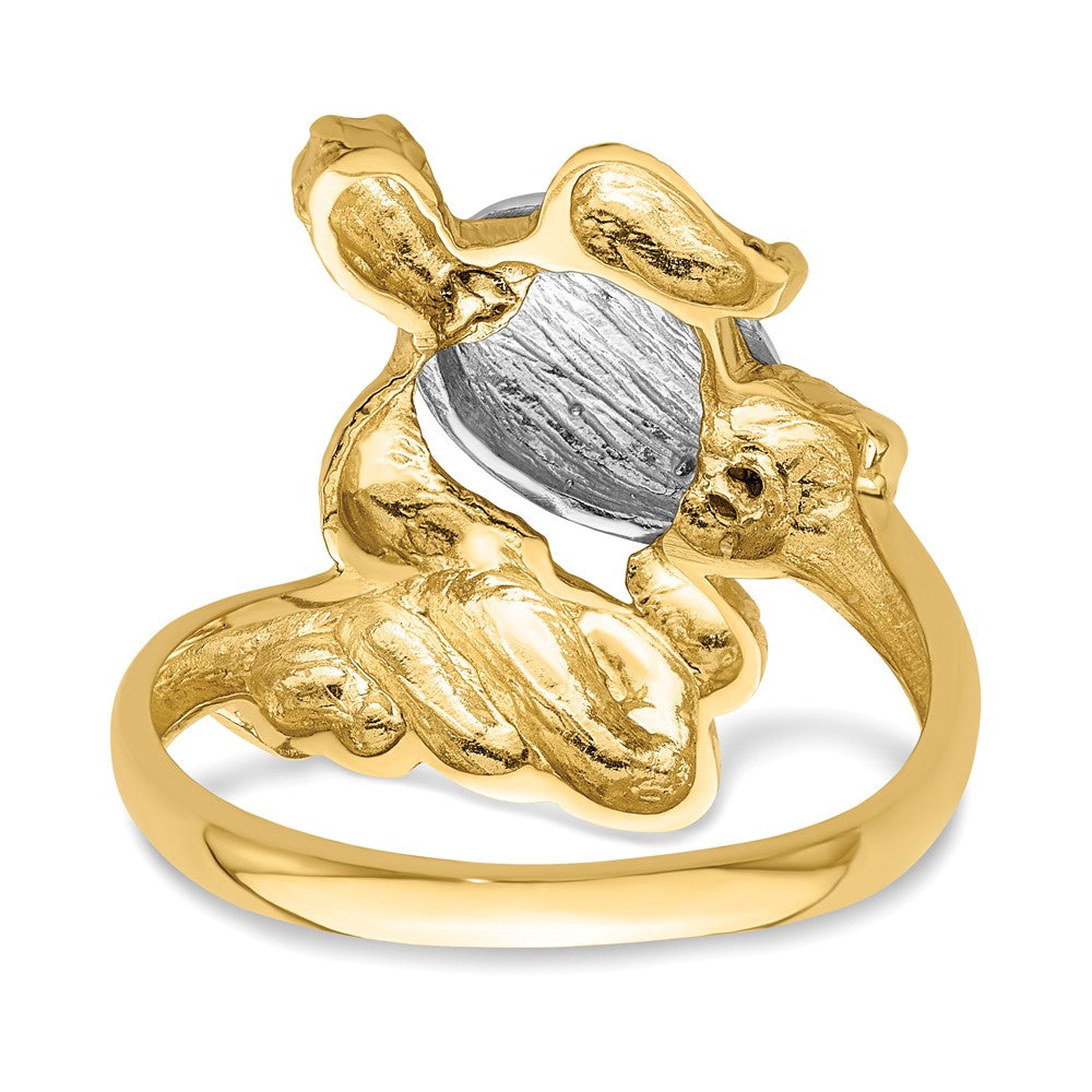 14K W/ Rhodium Turtle Ring