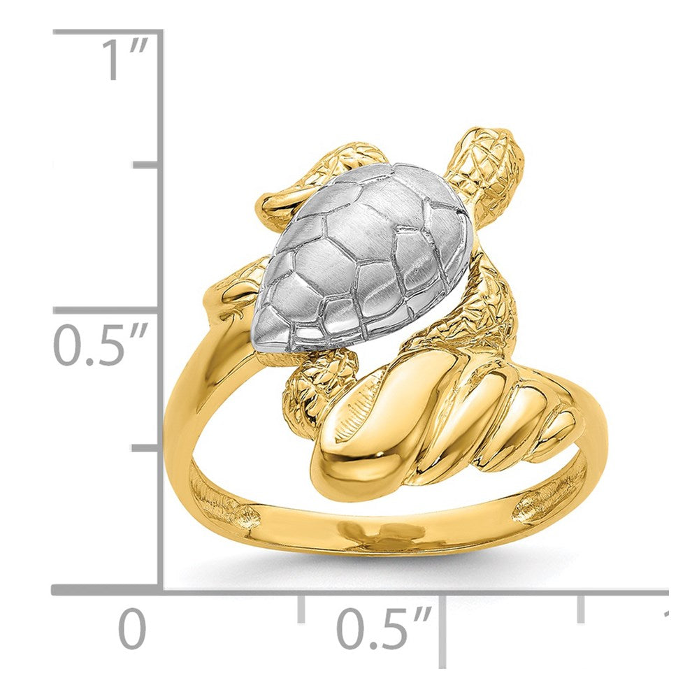 14K W/ Rhodium Turtle Ring