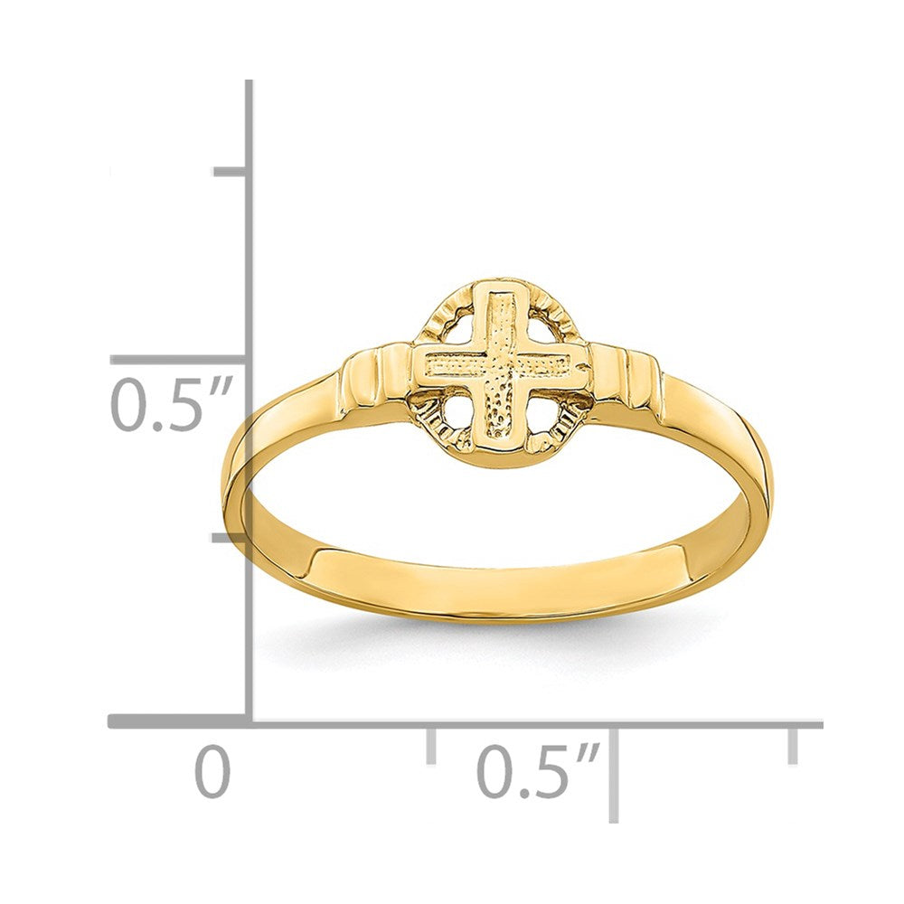 14k Polished Cross In Circle Ring