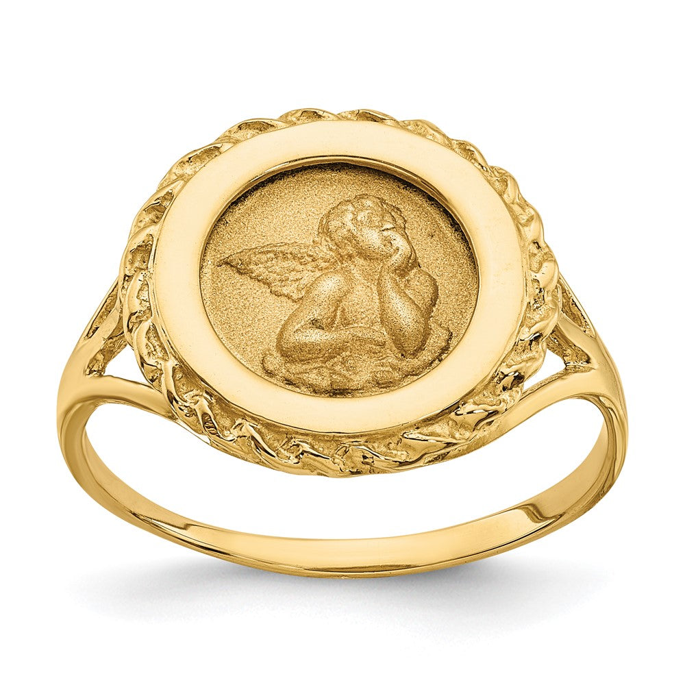 14k Angel Coin w/ Rope Frame Ring