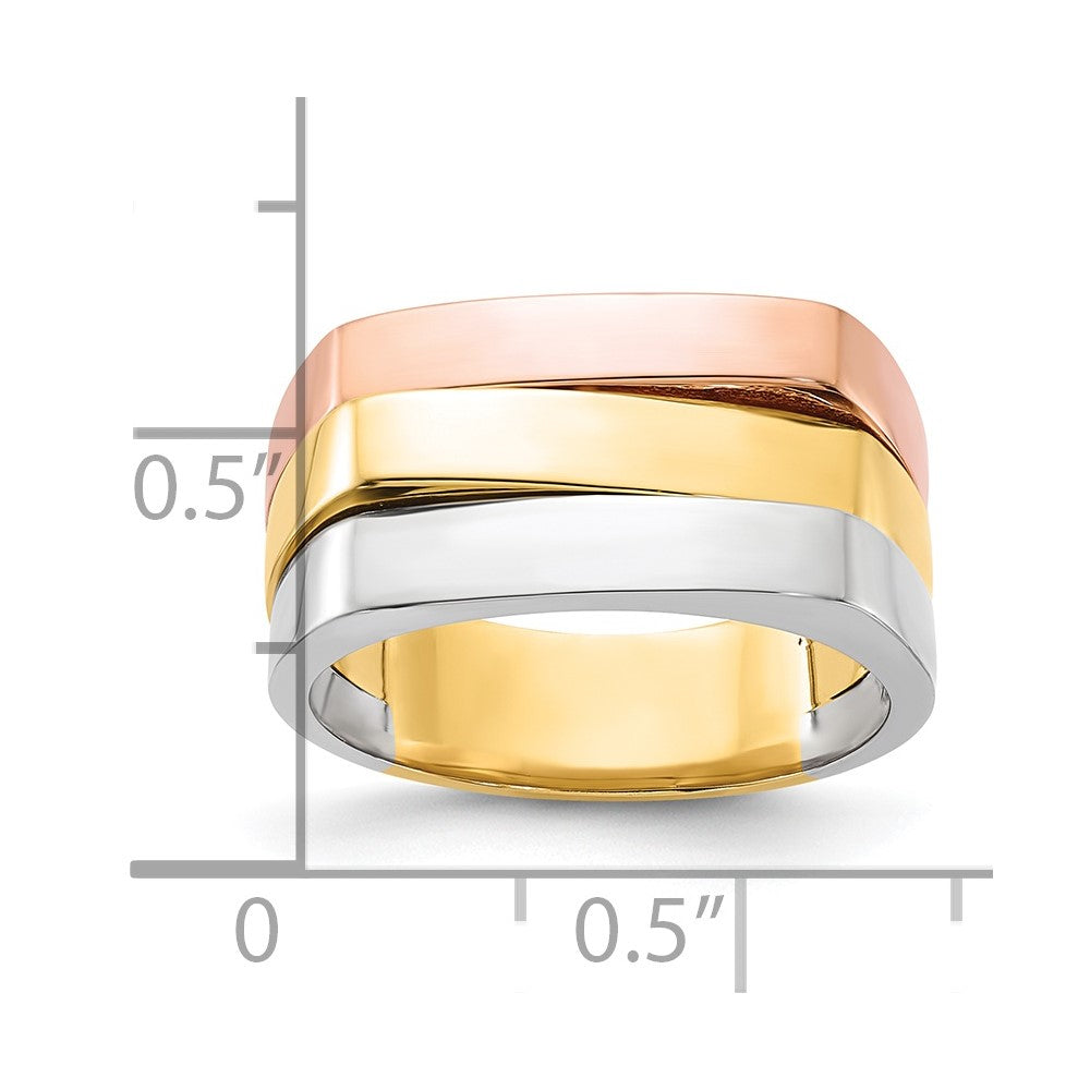 14k Tri-Color Contemporary Flat Top Band