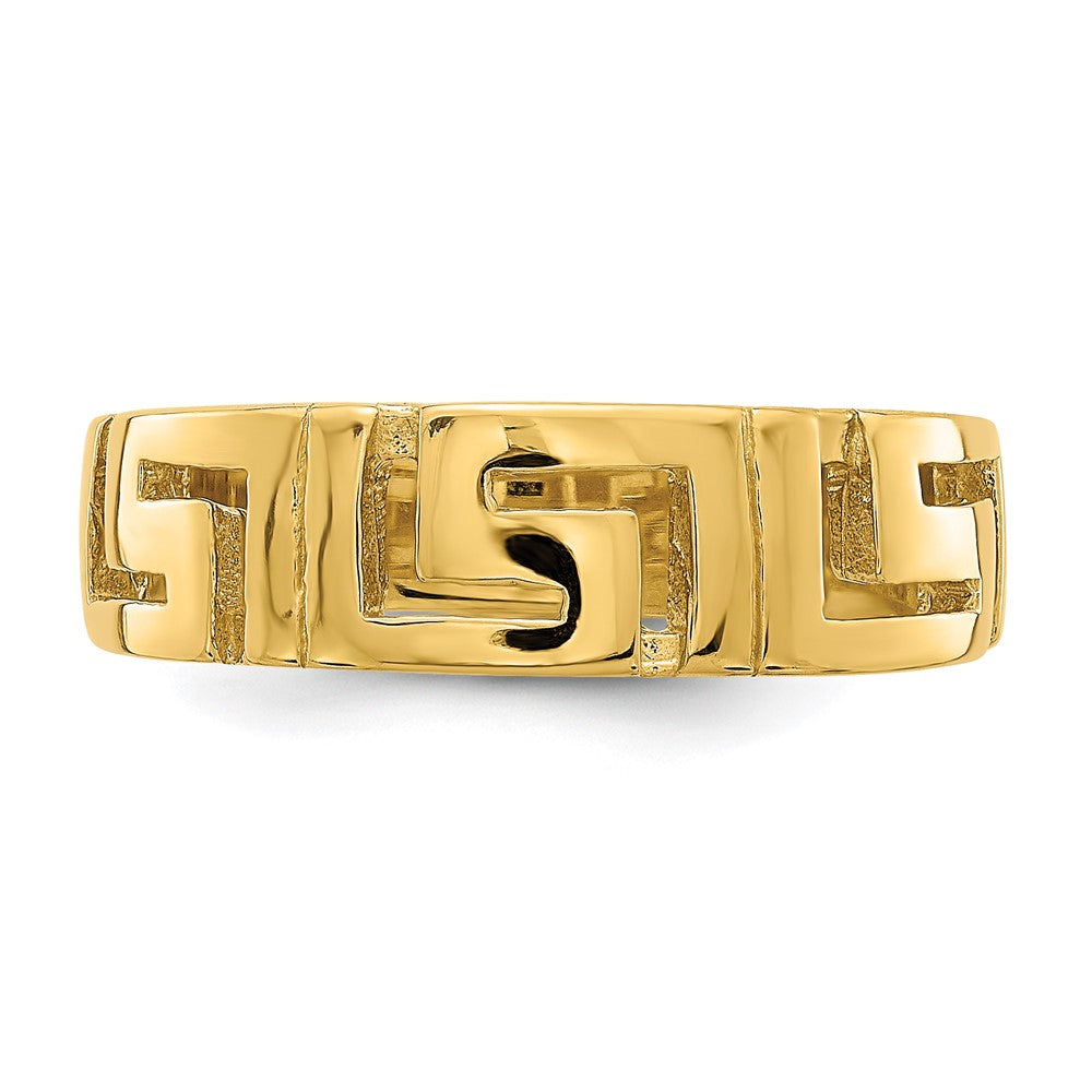 14k Greek Key Band w/ Tapered Shank Ring