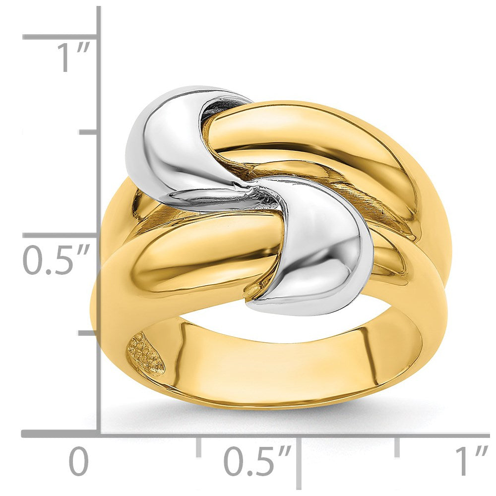 14K Two-Tone Polished Knot Dome Band