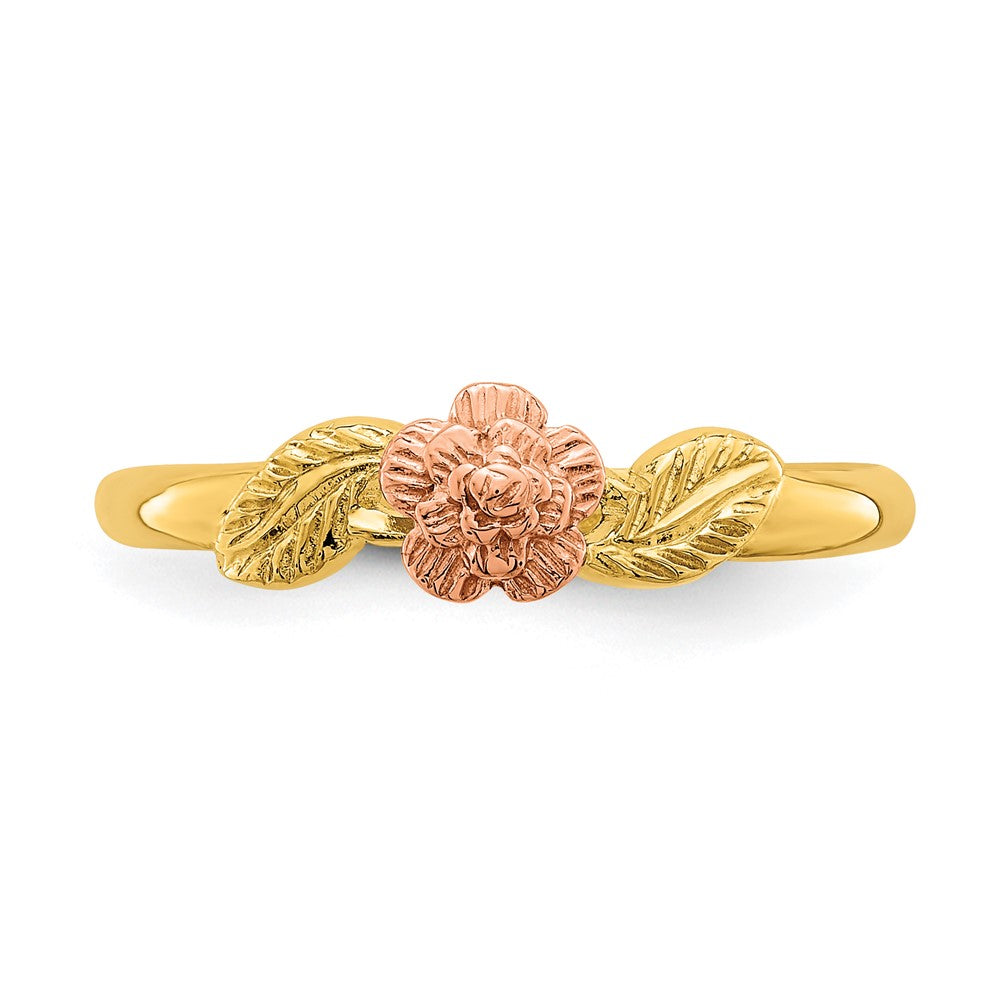 14k Two Tone D/C Leaves w/ Flower Ring