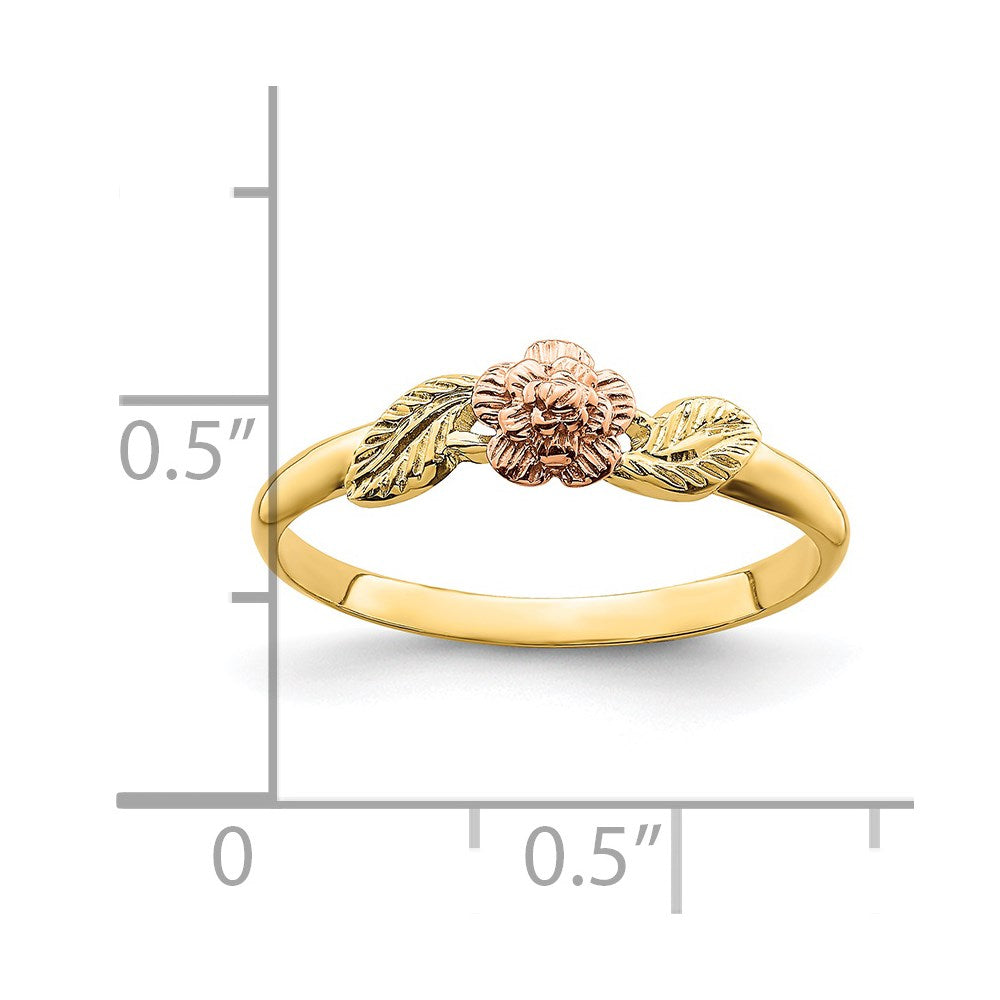14k Two Tone D/C Leaves w/ Flower Ring