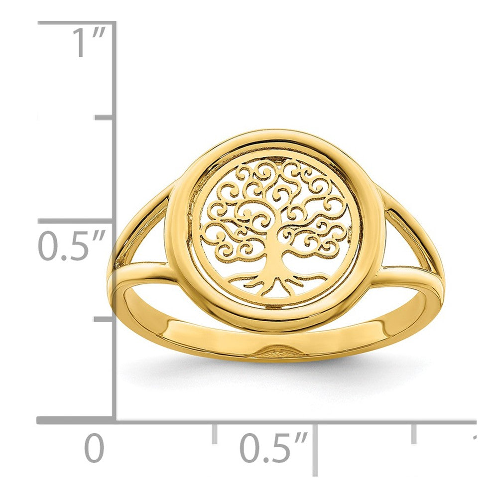 14k Polished Tree of Life in Circle Ring