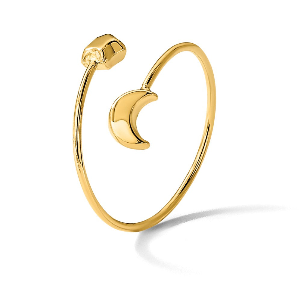 14K Polished Adjustable Moon and Star Ring