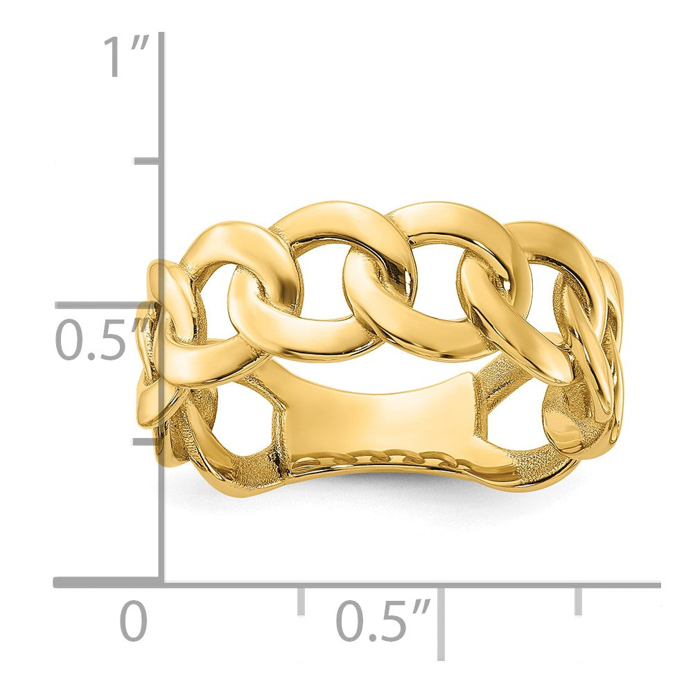 14ky Polished 8mm Men's Curb Link Ring Size 10